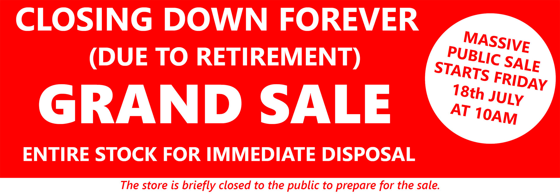 Sturtons and Tappers - Closing Down