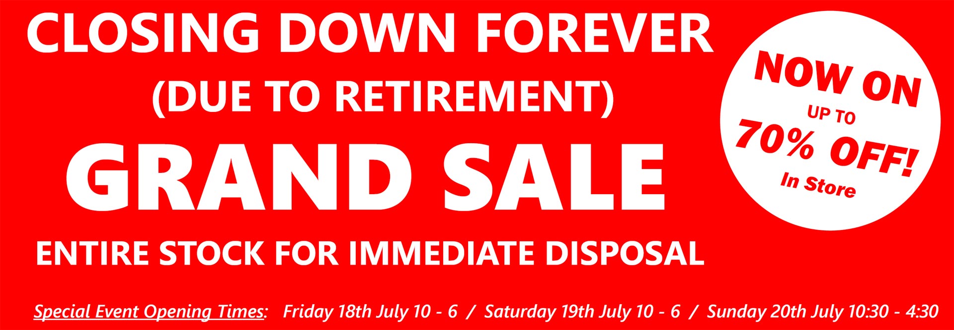 Sturtons and Tappers - Closing Down