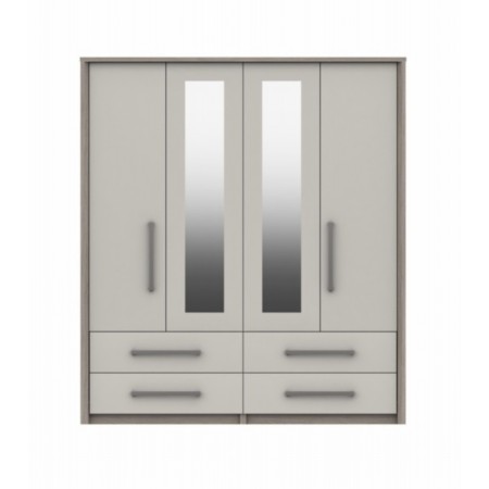 Sturtons - Burley 4 Door 2 Mirror Combi Robe White Grey